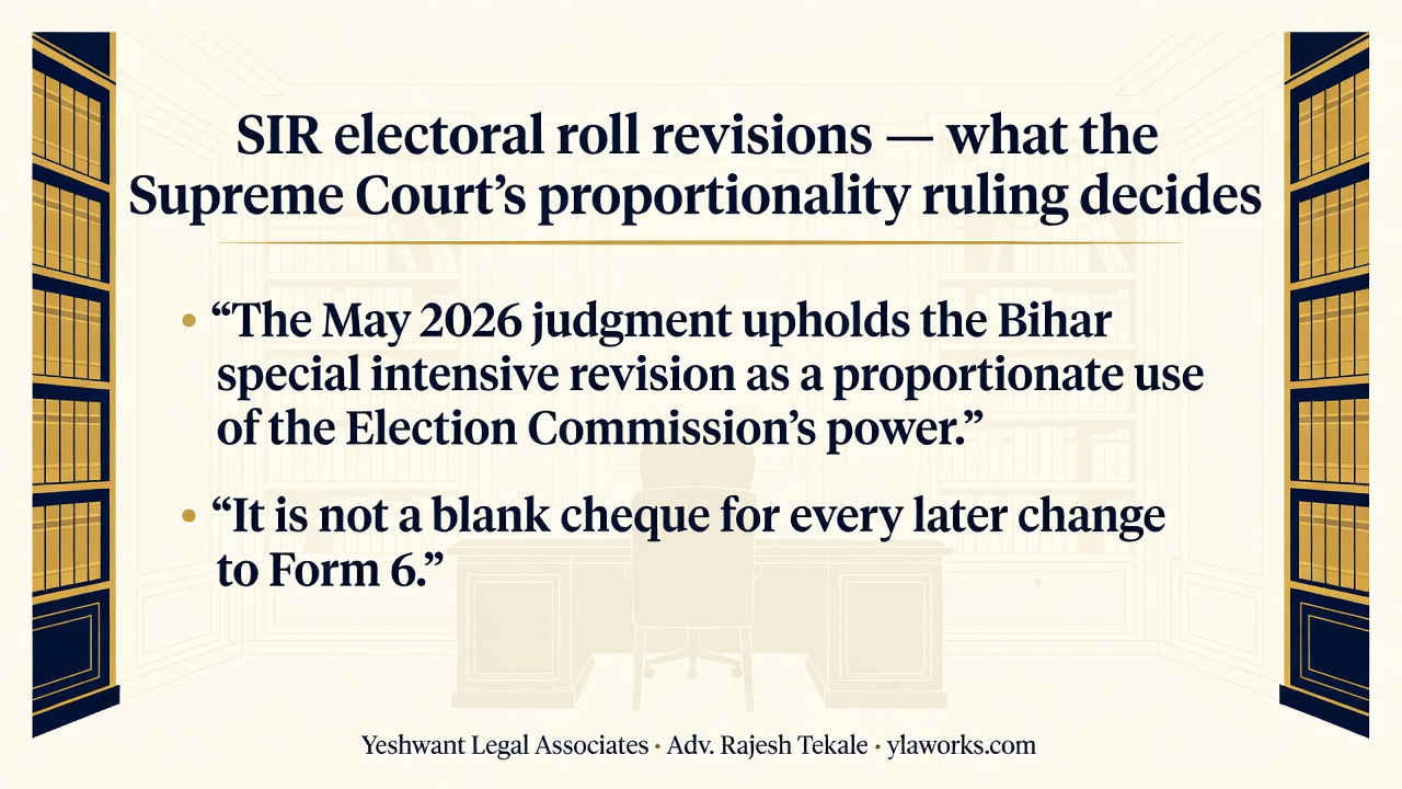 SIR electoral roll revisions — what the Supreme Court’s proportionality ruling decides